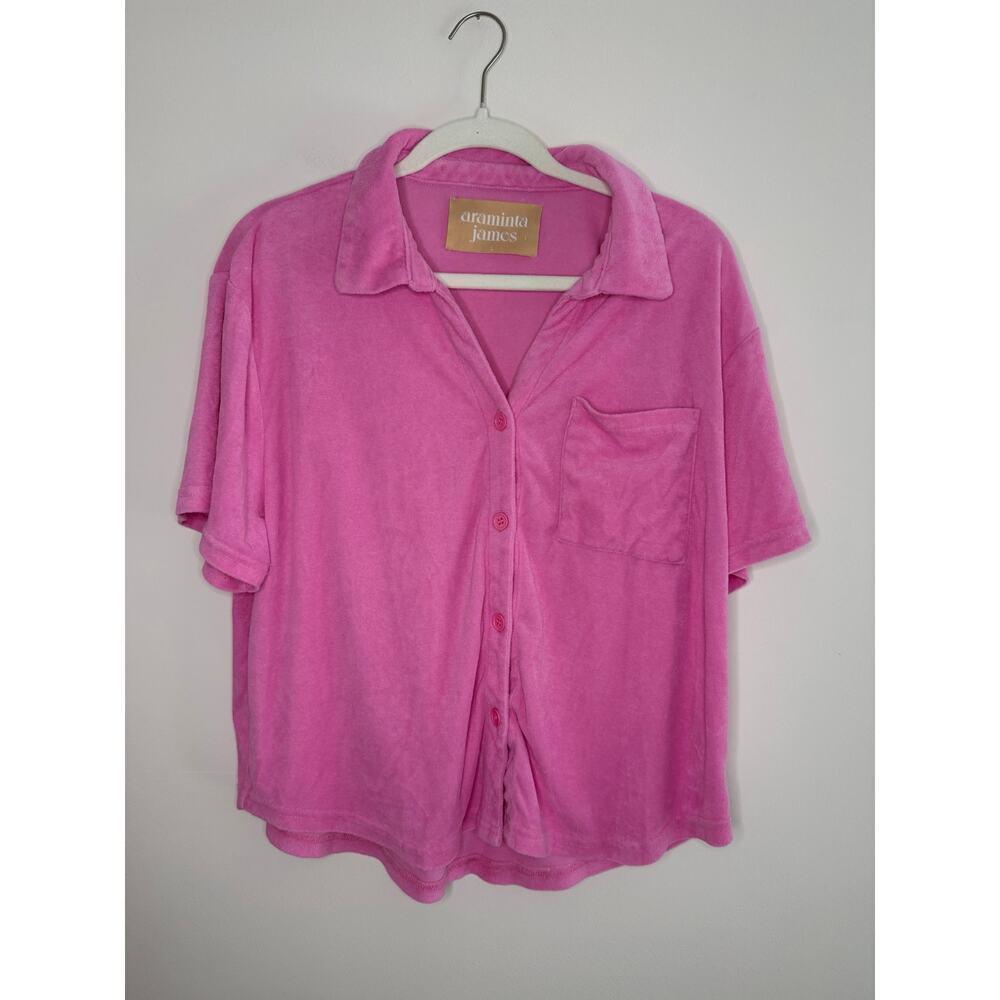 Anthropologie Araminta James Swim Womens Pink Terry Shirt Set Coverup Large - Picture 4 of 15